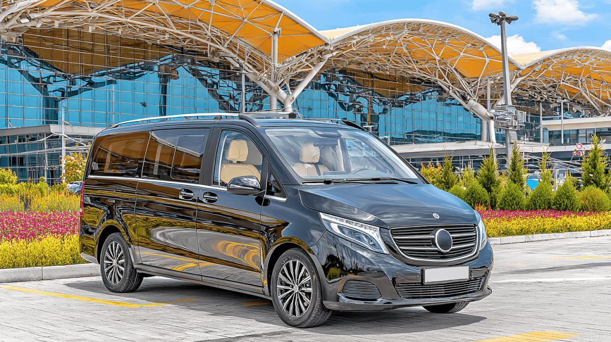 Mercedes V-Class у терминала аэропорта Стамбула — VIP-трансфер Vip2Go