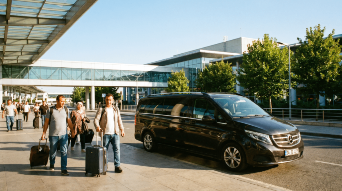 Mercedes V-Class Vip2Go у терминала аэропорта Стамбула — трансфер из аэропорта Стамбул